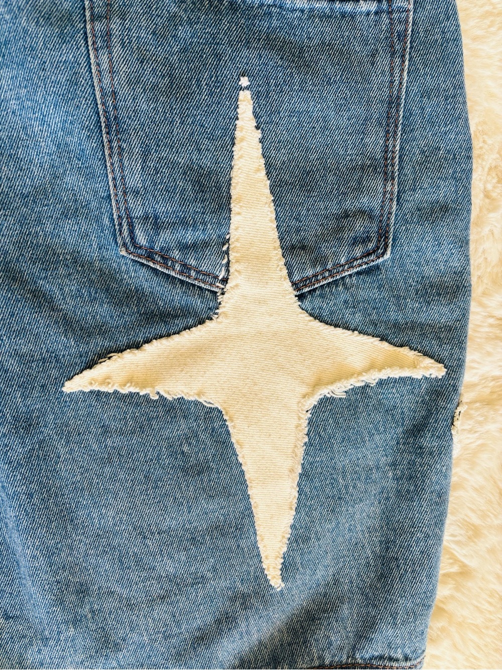 Empyre Patchwork Long Jean Shorts Size: Small - Picture 6 of 6